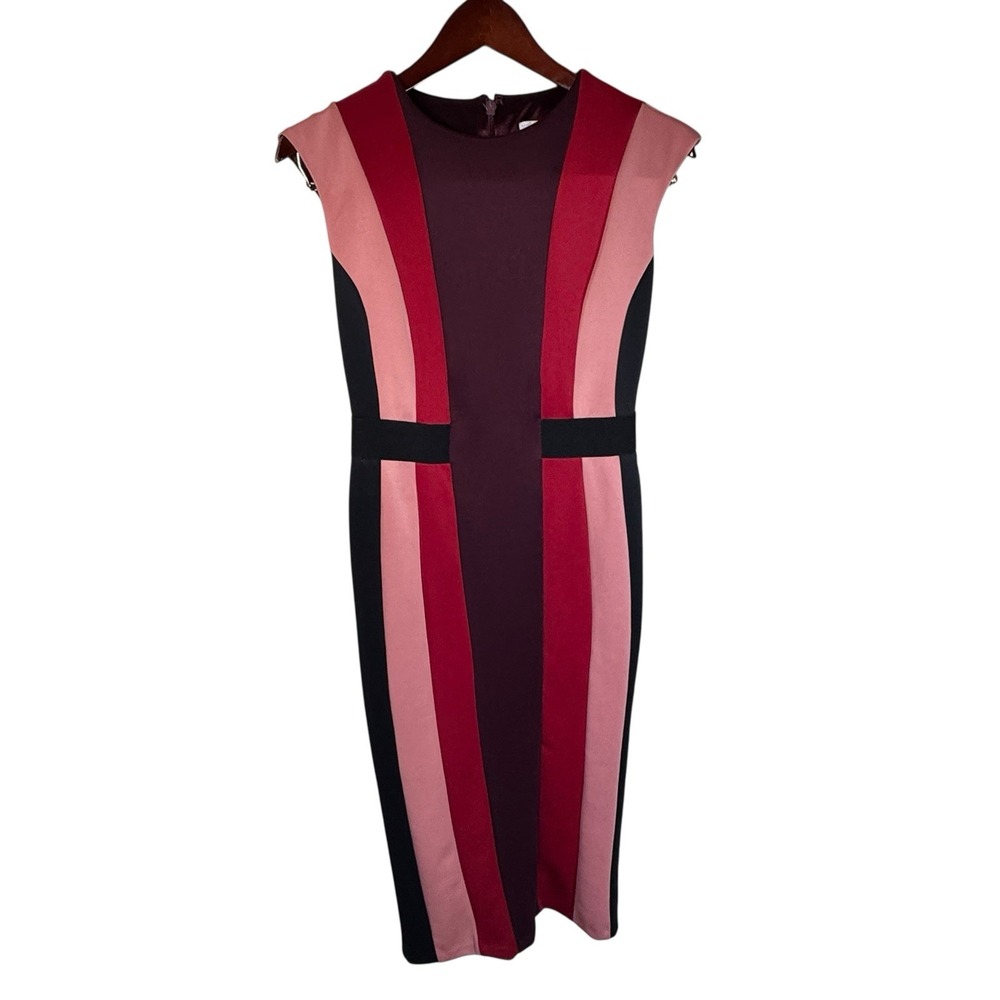 New York & Company Stretch Midi Dress Sleeveless Stripe Color Block Womens Sz XS